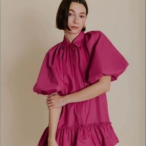 AUREUM Fuchsia Ruffled Puffed Blouse XS
